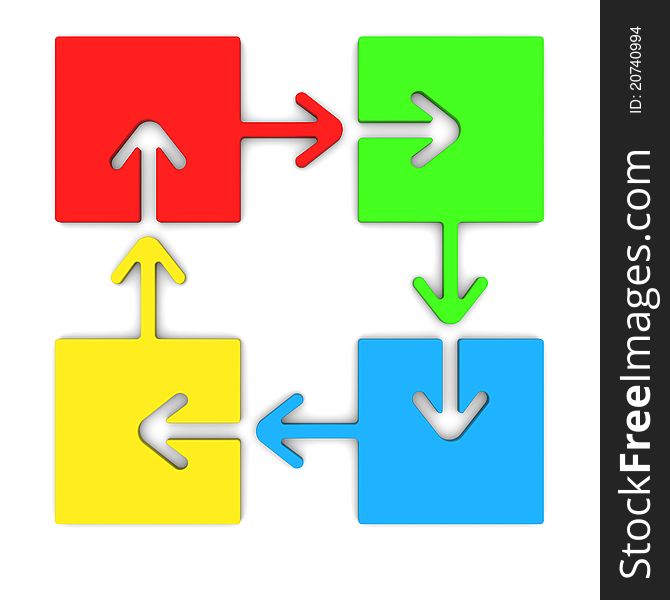 Color Puzzles arrow. 3d rendering