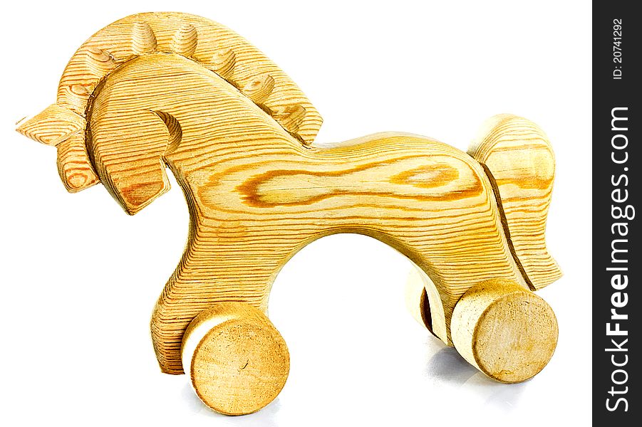 Wooden horse on wheels