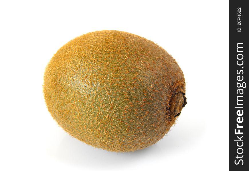 A ripe kiwi on a white background.