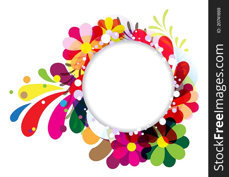 Round background with transparent floral elements. Round background with transparent floral elements