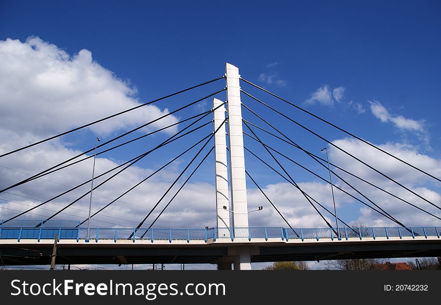 Pylon of suspension bridge in Poznan, Poland