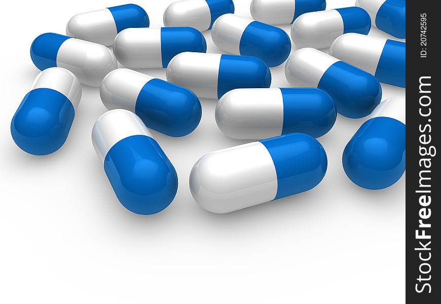 3d Pill Blue White