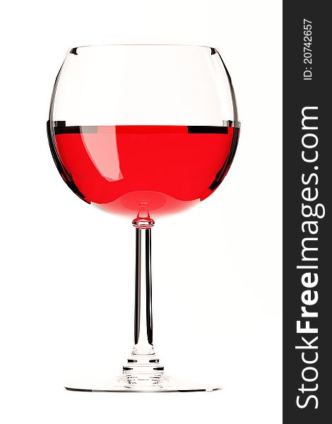 Glass Of Red Wine On White