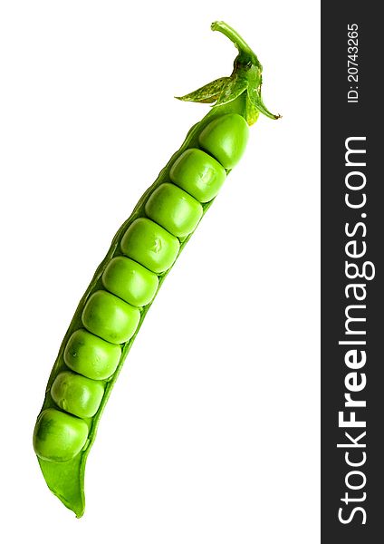 Ripe pea vegetable on white background