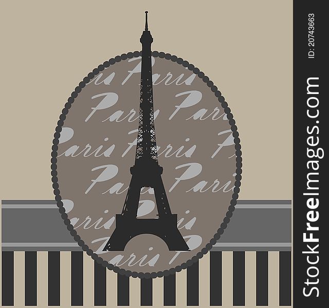 Vintage background with tour Eiffel and design elements