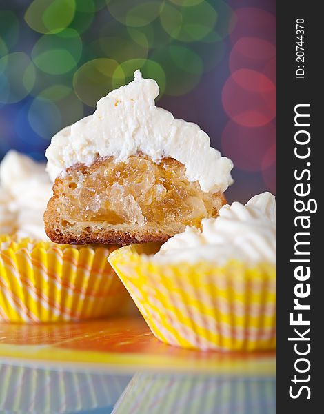 Food shooting Orange cakes on glass table