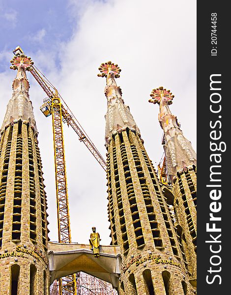 La Sagrada Familia - the impressive cathedral designed by Gaudi, which is being build since 19 March 1882 and is not finished yet in Barcelona, Spain.