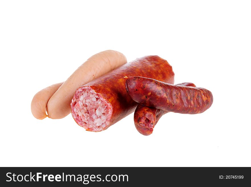 Sausage isolated on the white background.
