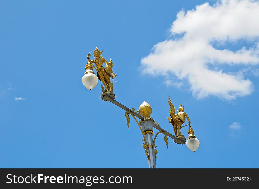 Image of thai street lamp and blue sky