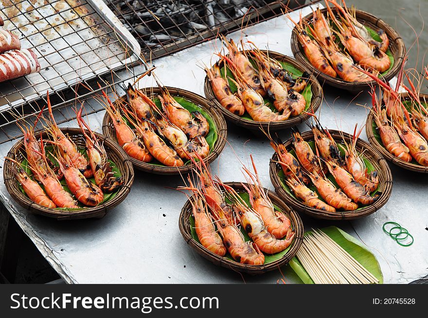 Image of seafood, Shrimp grill on the market. Image of seafood, Shrimp grill on the market