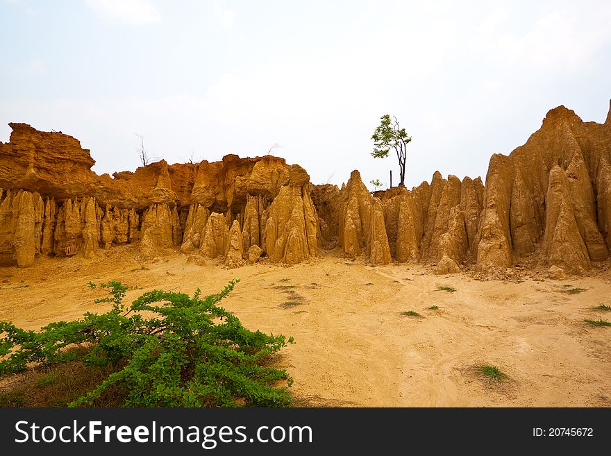 Wall Of Corrosion At Sao Din,Nan,Thailand