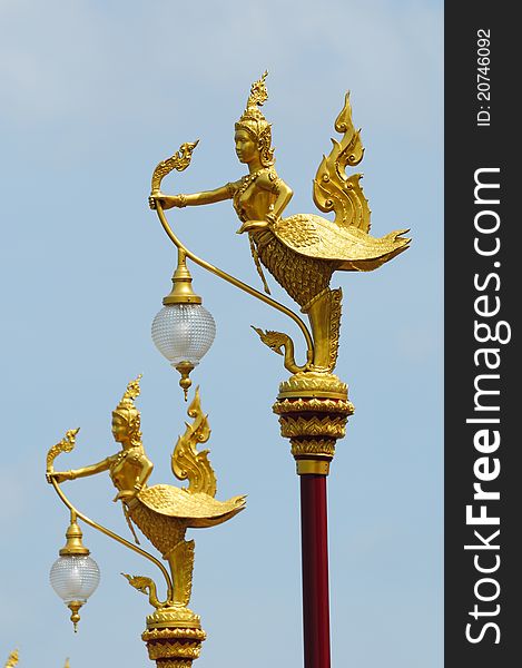 Image of Decorated at Thai street Lamp (Kinnaree)