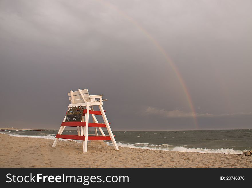 Rainbow after storm at the beach. Rainbow after storm at the beach