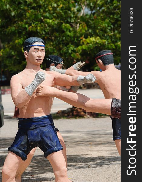 Model of Thai Boxing (Muay Thai), at thai temple