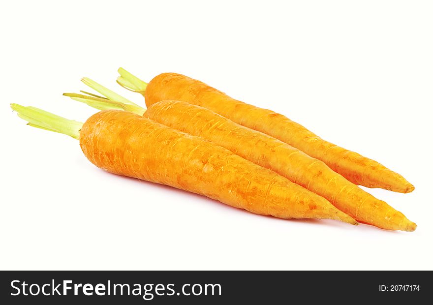 Three Carrots on white background