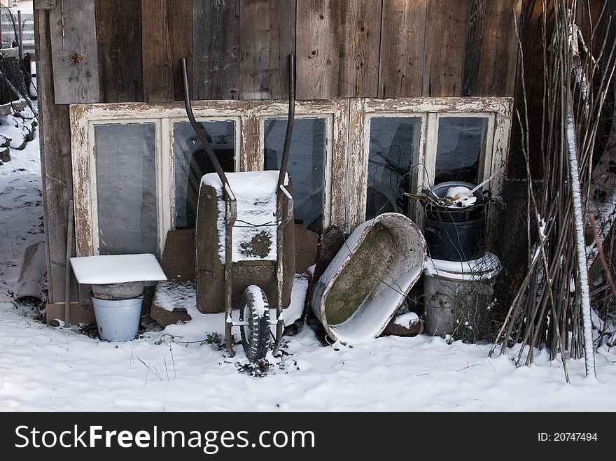 Slovakian winter village still life