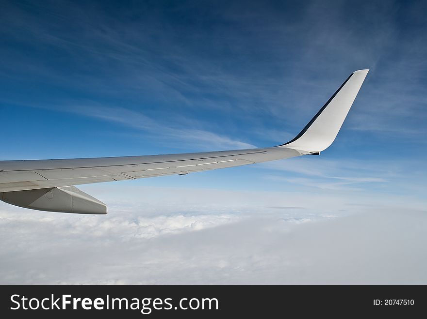 View from an airplane window. View from an airplane window