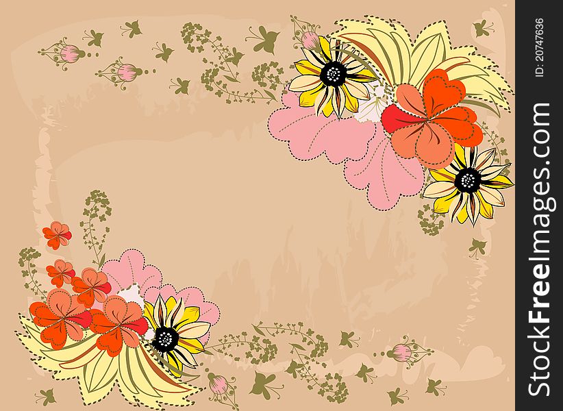 Floral background with daisies and summer flowers
