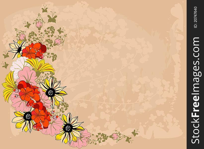 Floral background with summer flowers