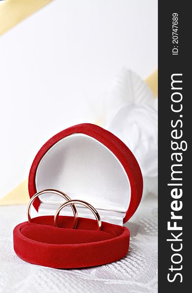 Wedding rings in red box