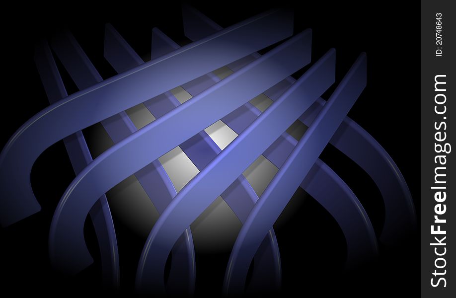 Abstract illustration of blue stripes on a black background. Abstract illustration of blue stripes on a black background