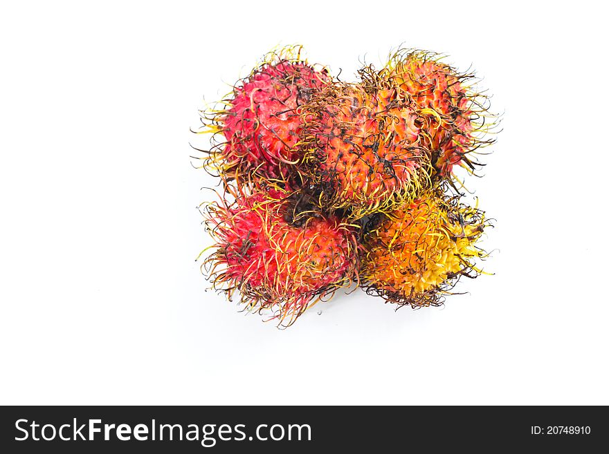 Group Of Rambutans And White Background