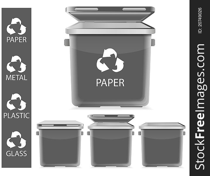 Set of vector gray recycle garbage