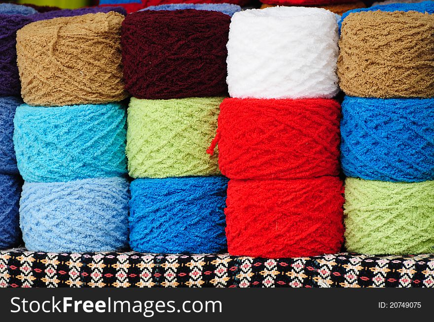 Colorful knitting yarns