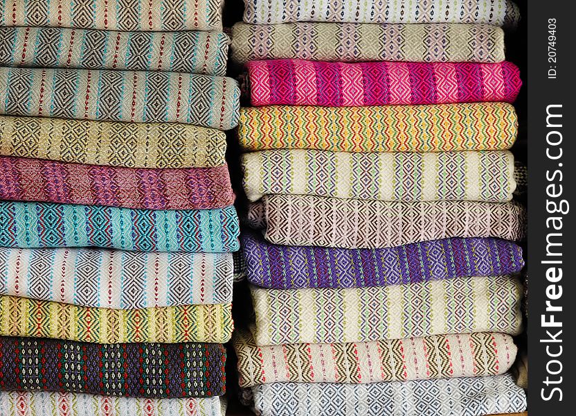 Colored textile in a traditional south east asia, Thailand