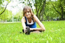 Yoga Woman On Green Grass Stock Photo Yoga Woman On Green Grass Stock Photo