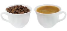 Two Cups Of Coffee And Coffee Beans Isolated Royalty Free Stock Image Two Cups Of Coffee And Coffee Beans Isolated Royalty Free Stock Image