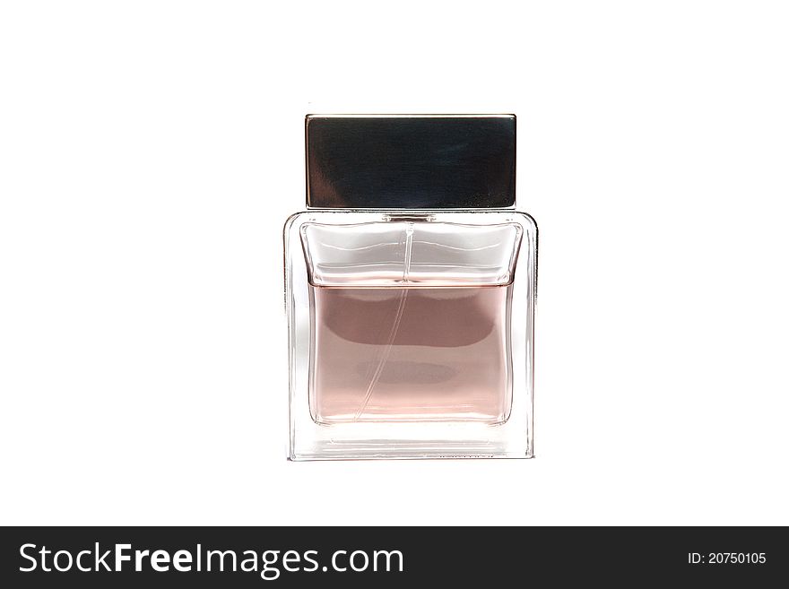 Perfume bottle square shape with water inside. Perfume bottle square shape with water inside.