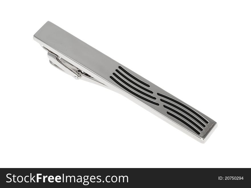 Silver tie pin isolated on white