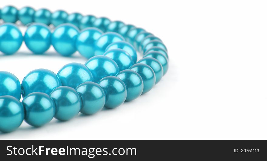 Blue pearl necklace with copy space