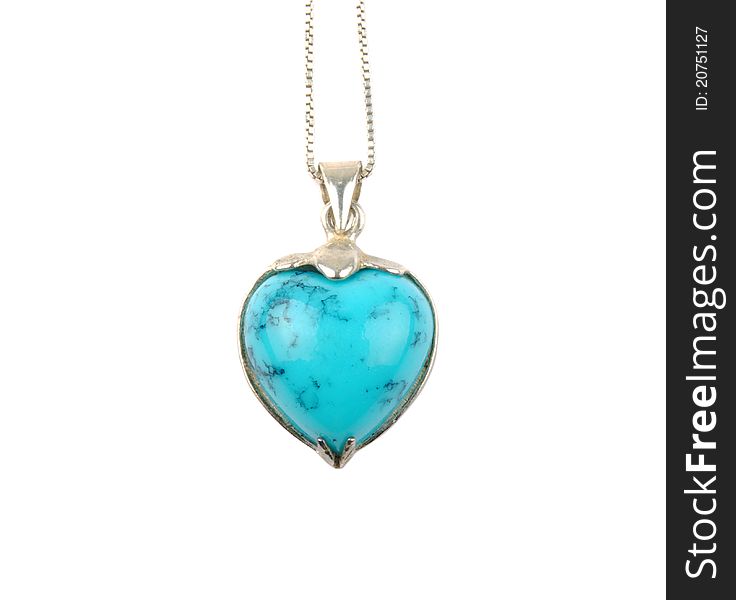 Blue stone heart over white. Blue stone heart over white