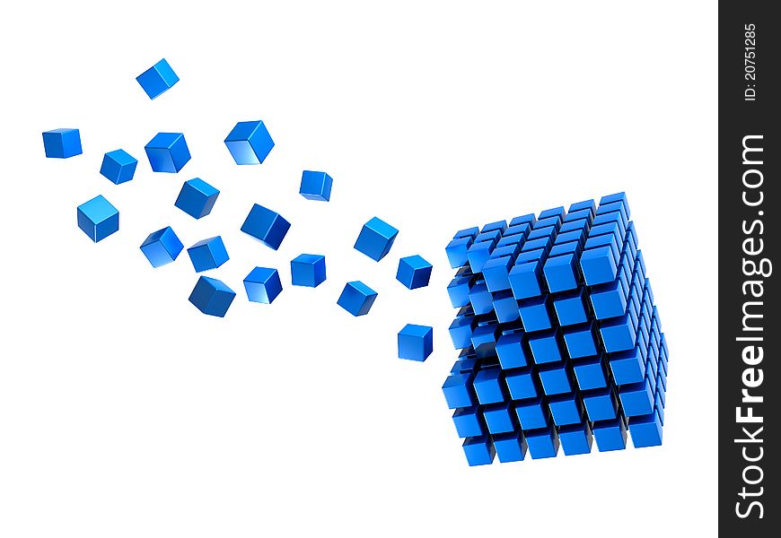 Three-dimension blue multitude of cubes