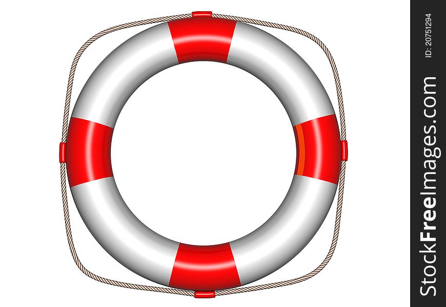 Three-dimension life buoy on white