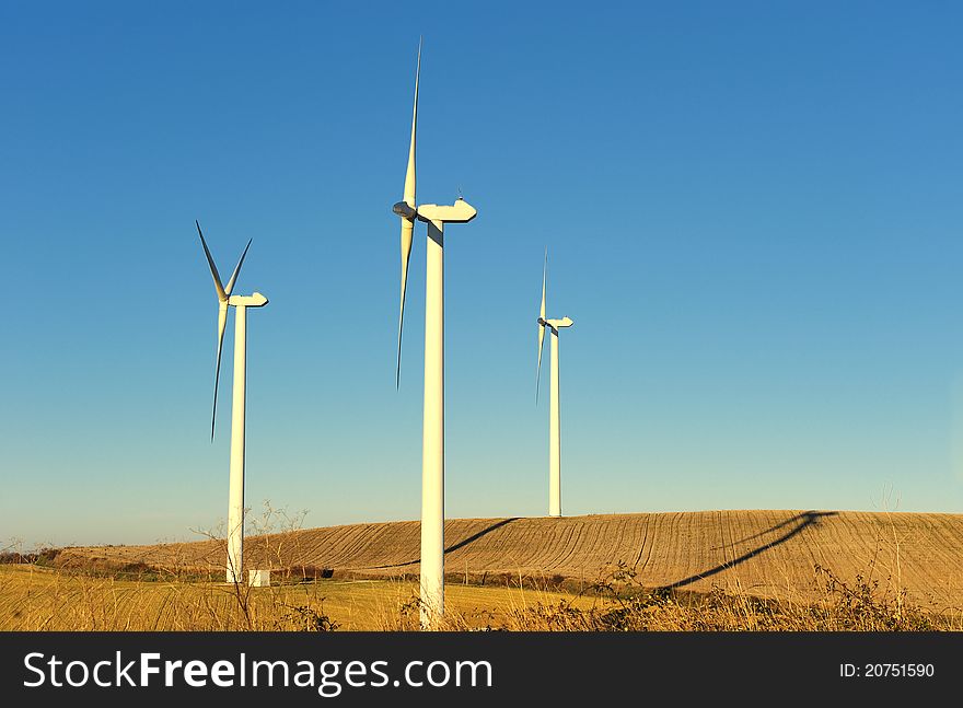 A wind turbines in the South of France (Avignonet-Lauragais). A wind turbines in the South of France (Avignonet-Lauragais)