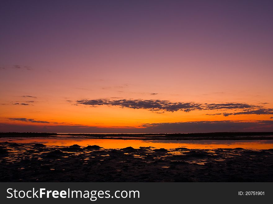 In the twilight scene on lake. In the twilight scene on lake