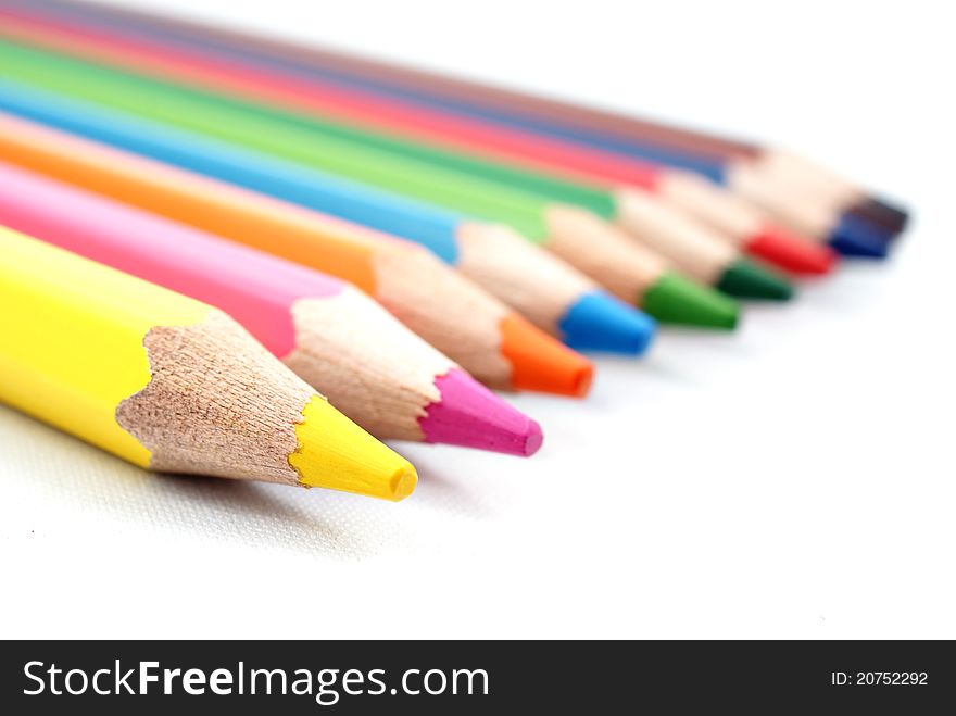 Many Color pencils - isolated on white