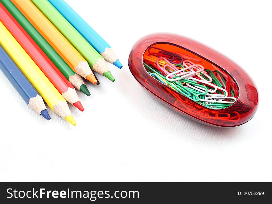 Color pencils and paper clips