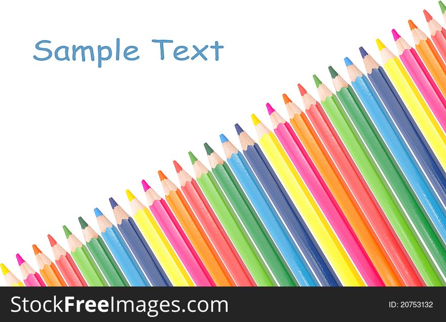 Many color pencils isolated on white