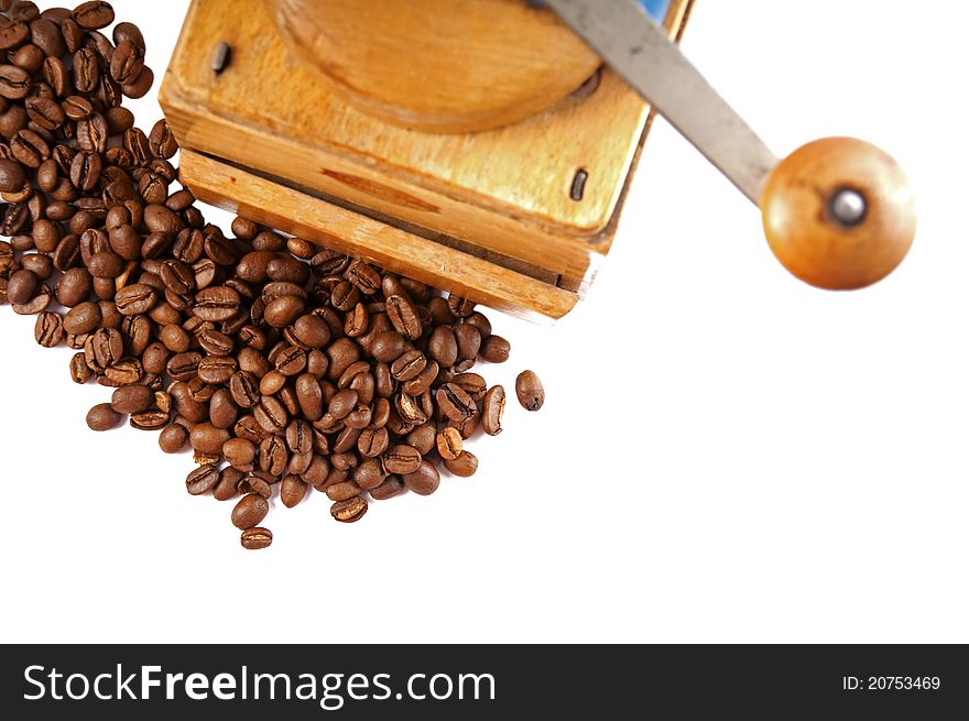 Coffee mill of a white background
