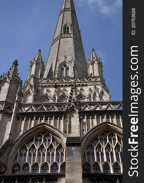 Tower of St Mary Redcliffe Church in Bristol, England, UK