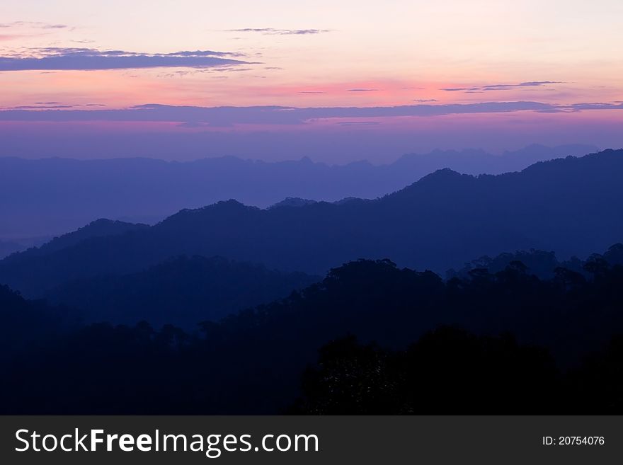 Sunset in the mountains of Thailand