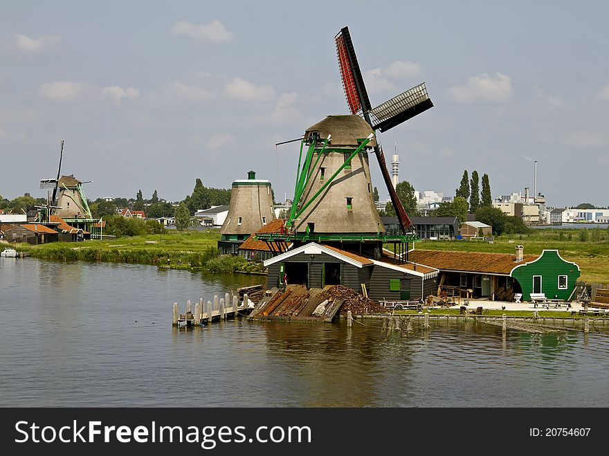 The Zaanse Schans is a delightful village on the banks of the river Zaan with historic windmills. The Zaanse Schans is a delightful village on the banks of the river Zaan with historic windmills