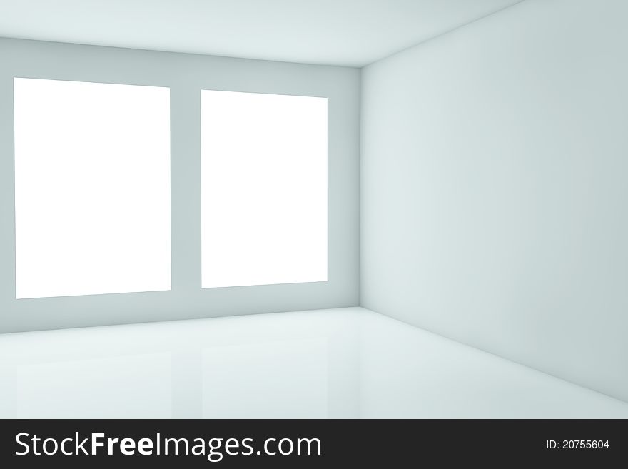 3d rendering of a corner with windows