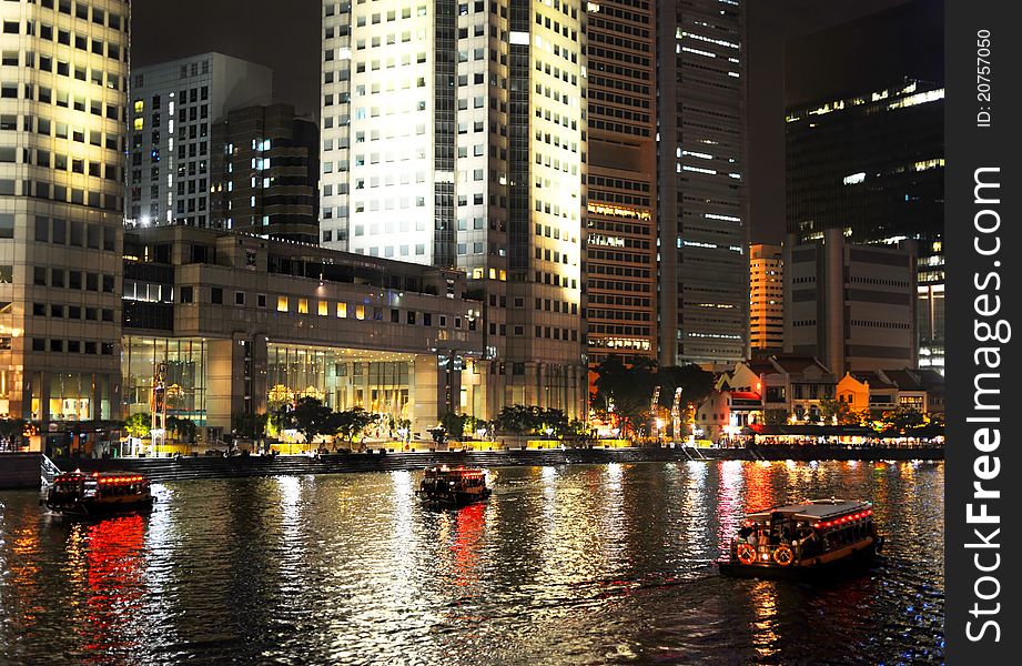 Embankment of Singapore in the evening. Embankment of Singapore in the evening