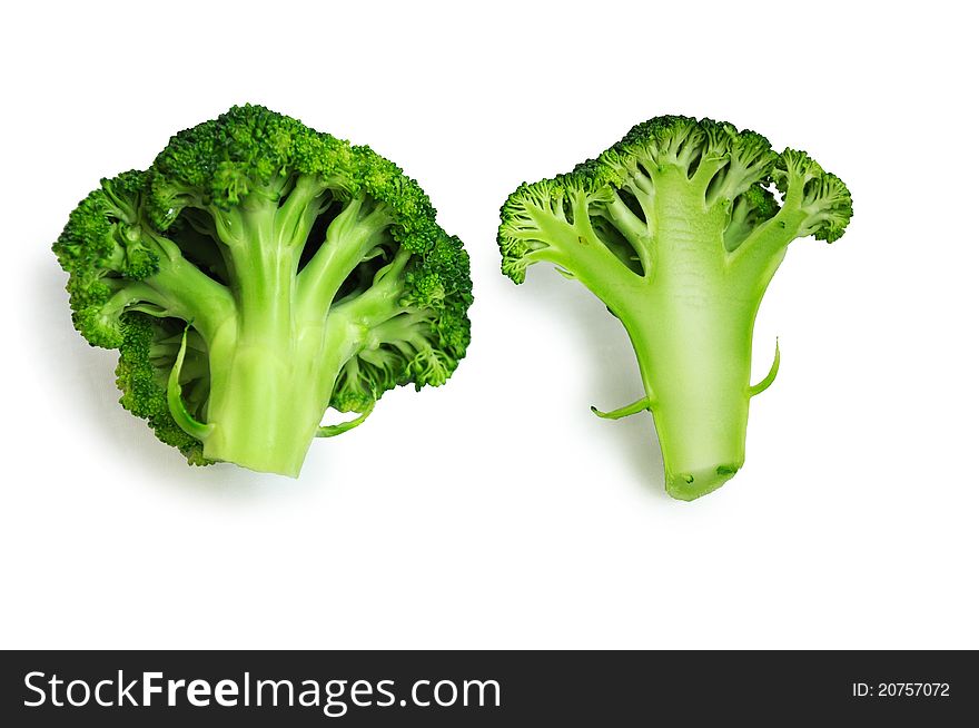 Broccoli inflorescence isolated on a white background