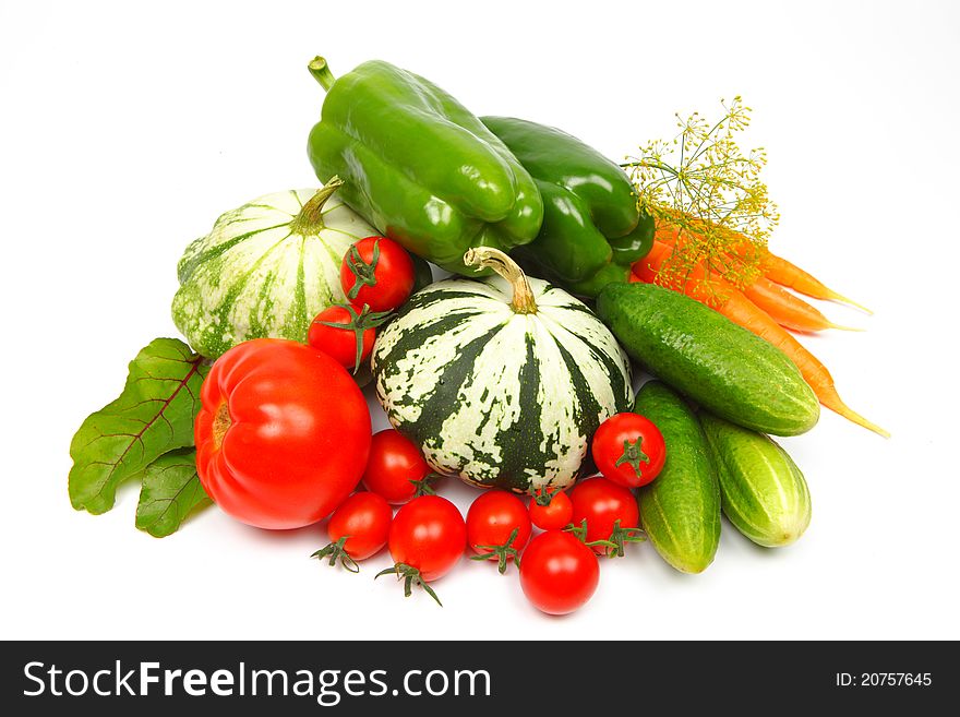 Fresh vegetables isolated on white background